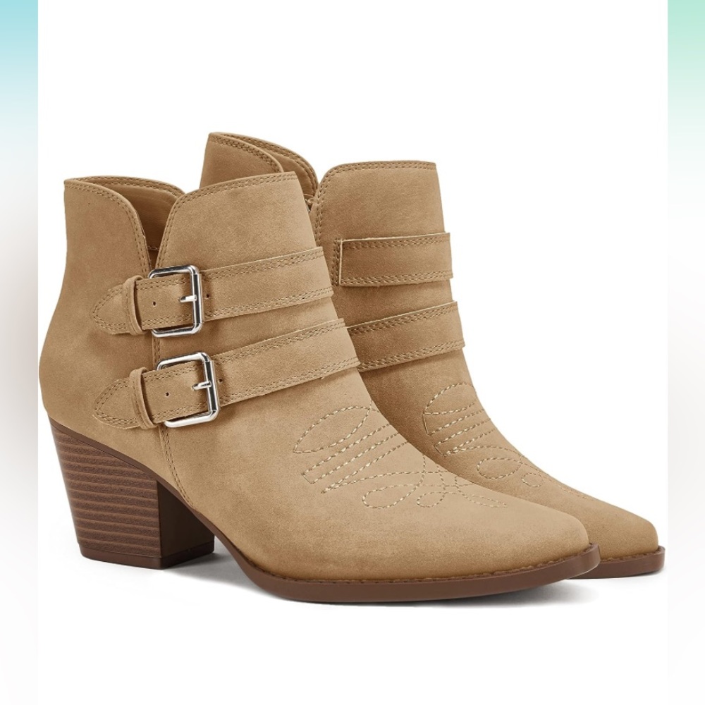 Brand New! Women’s Western Side Zipper Pointed Toe Ankle Booties- Size 8 1/2